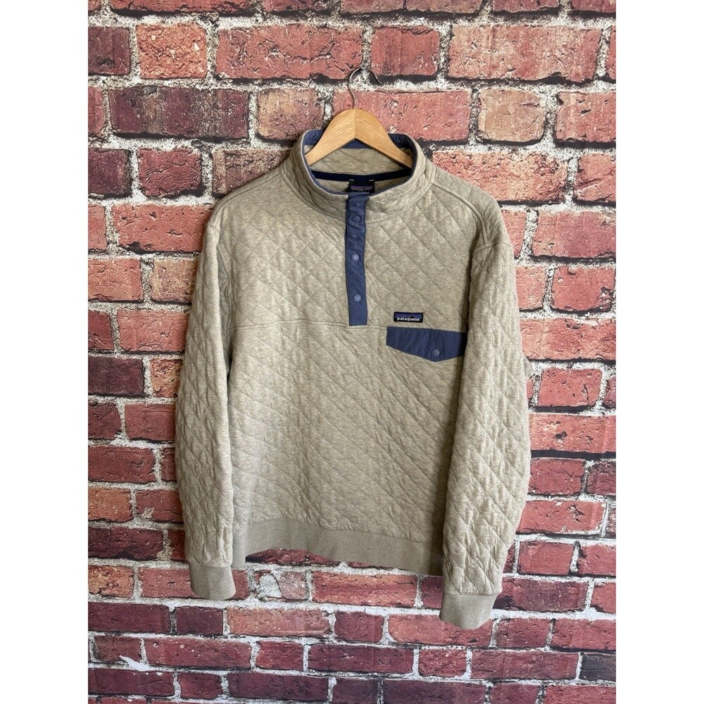 Patagonia Sweater Mens XL Tan Quilt Snap T Outdoor Pullover Organic Cotton